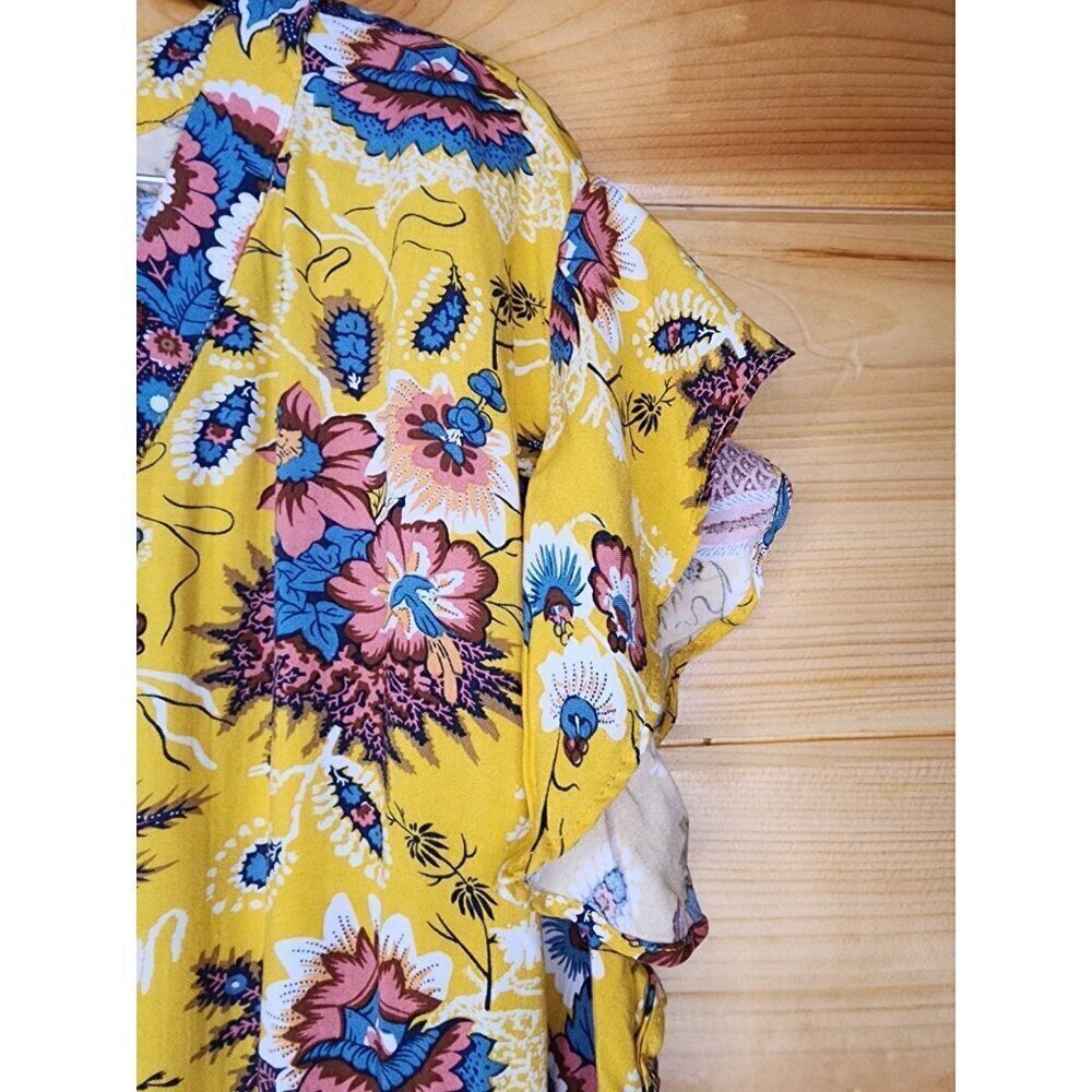 Rachel Roy Label 3X Blouse Cute Feminine Floral Yellow Cute Plus Size Top - Picture 13 of 16